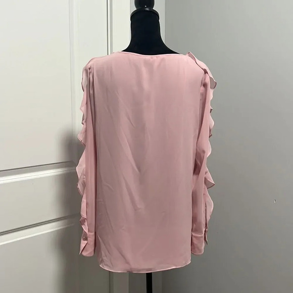 IMNYC PINK RUFFLED LONG SLEEVES TOP BLOUSE SIZE M - Picture 5 of 7